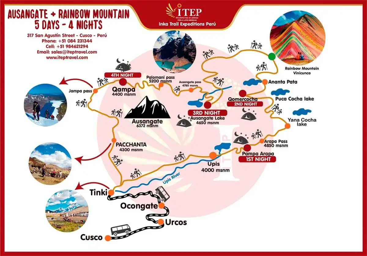 MAPA DE AUSANGATE TREK 5 DÍAS Y 4 NOCHES