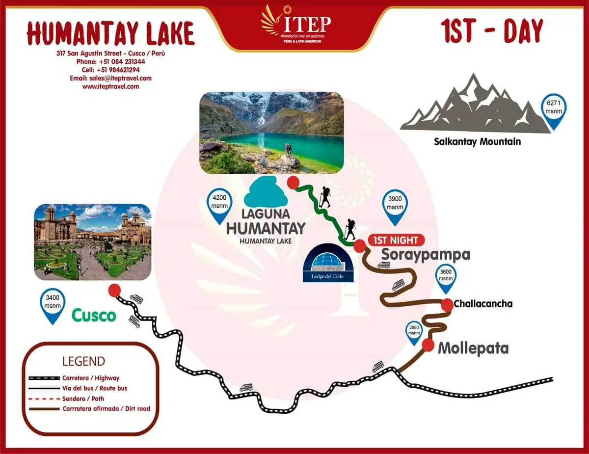 MAPA DE LAGUNA HUMANTAY TREKKING 2 DIAS 1 NOCHE